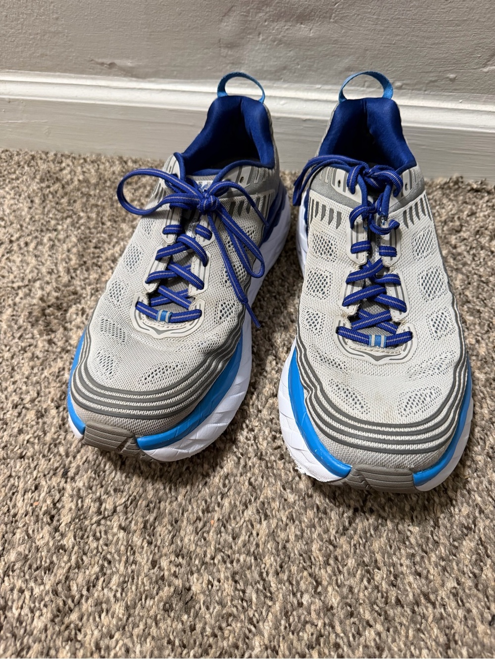 Hoka Men's Gray and Blue Road Running Shoes